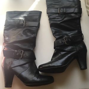 Black leather boots