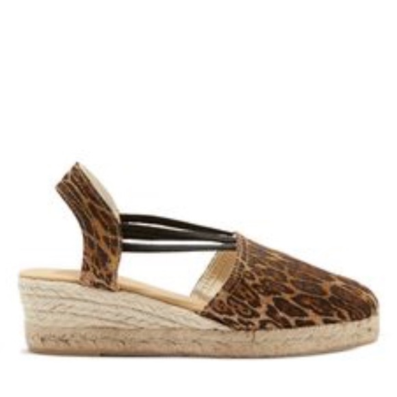 Chico's Cheetah Wedge Peep Toe Espadrilles