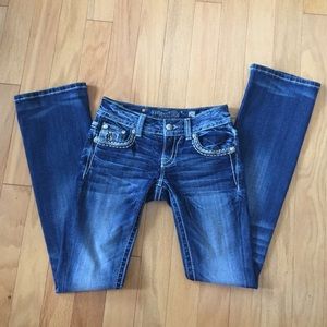 Miss Me Boot Cut Silver Zebra and Sequin Jeans 25