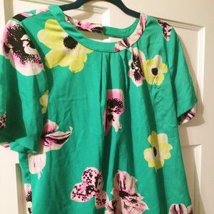 J. Crew factory swoop top punk floral green sz M