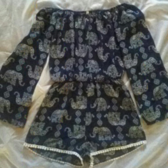 Long sleeved elephant romper