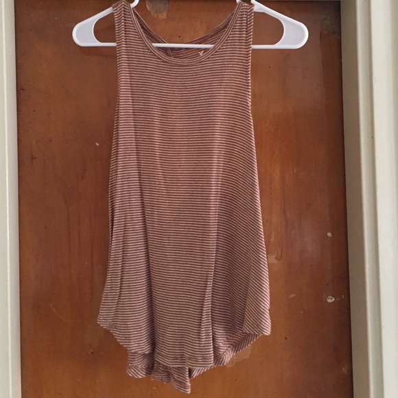 Orange/tan striped flowy tank