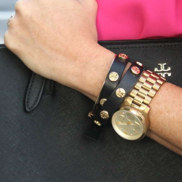 Tory Burch Double-Wrap Logo Leather Bracelet NWT - Picture 4 of 4