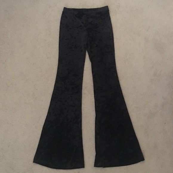 black velvet bell bottom pants