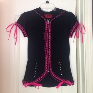 Tripp Short-Sleeve Hoodie Shirt Lace Studded