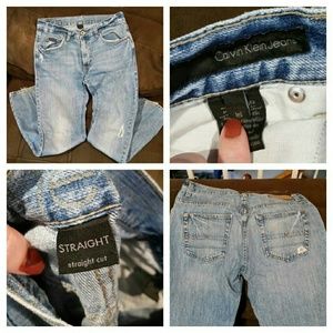 Calvin Klein straight leg distressed jeans