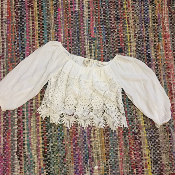 L.A. Hearts White Lace Crop Top