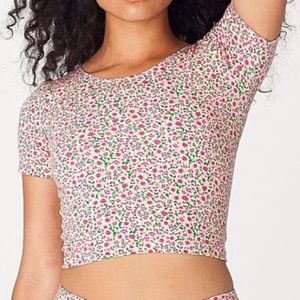 American Apparel Cotton Spandex Floral Crop Top