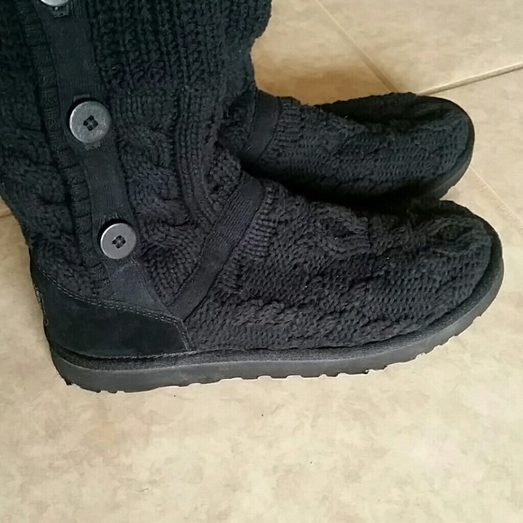 UGG Shoes - Black sweater-knitted fold down UGGS,authentic