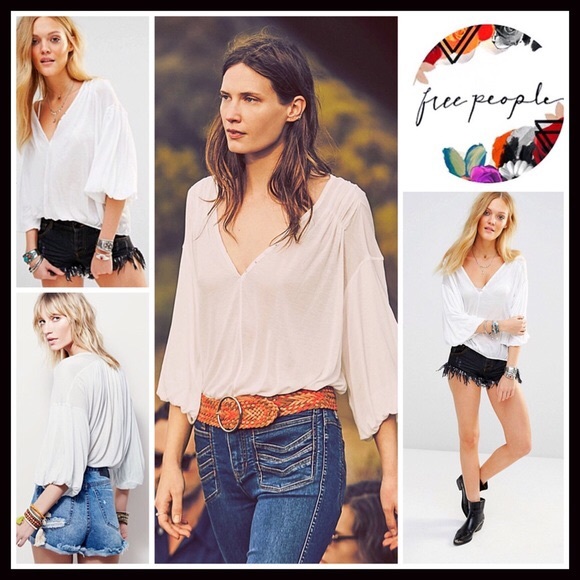 ❗️1-HOUR SALE❗️FREE PEOPLE Boho KNIT Top Peasant - Picture 5 of 5