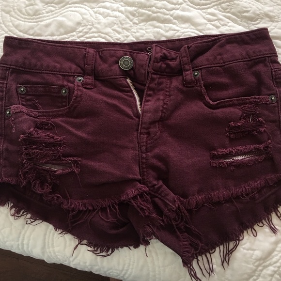 Maroon Jean Shorts
