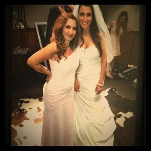 Beautiful blush color bridesmaid dress.