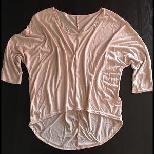 Cream Color 3/4 Sleeve Hi Lo Tee