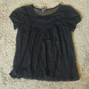 *must go* Sheer Polka Dot Lace Black Blouse