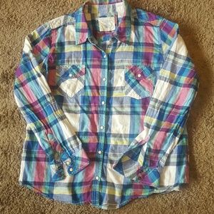 Bright Plaid Cowboy Flannel Top