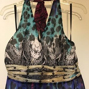 Floor Length Lined Shoulder Tie Dress