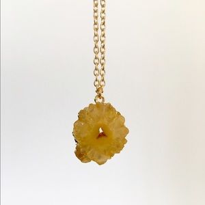 Gold Druzy Slice Necklace