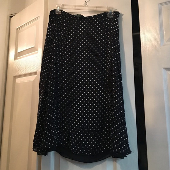 Navy blue knee length polka dot skirt