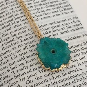 Gold and Green Druzy Necklace