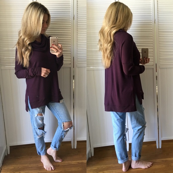 Sold Out • Rich Deep Purple Thermal Cowl Neck - Picture 3 of 4