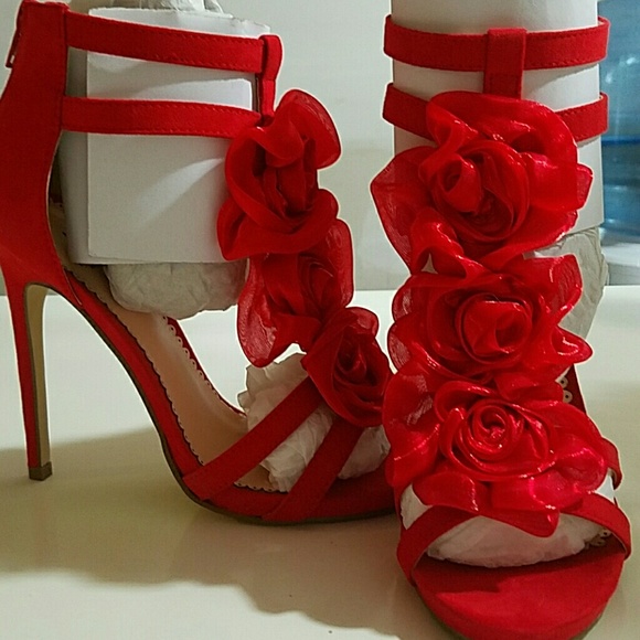Red floral high heel
