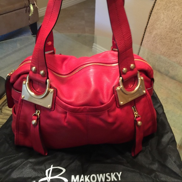 B.Makowsky red leather handbag