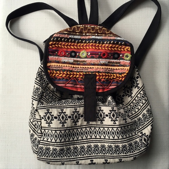 Urban Outfitters Handbags - Woven tribal backpack