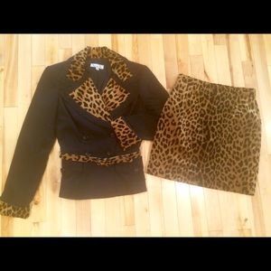 Leopard 2 piece skirt suit