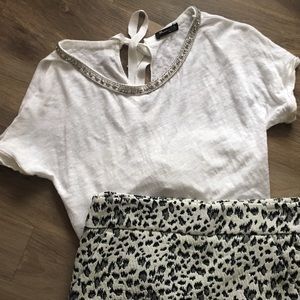 Massimo Dutti White Embellished Tee