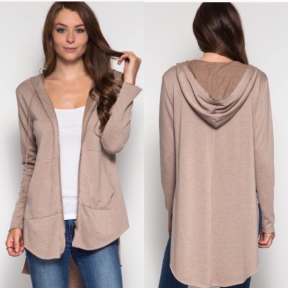 ❣️LAST-L❣️  Oversized Zip Hoodie in Mocha Top - Picture 2 of 3