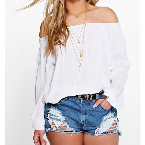 Off the shoulder white top