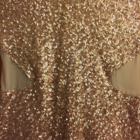 Gold sequin mesh cut out mini club dress - Picture 2 of 2