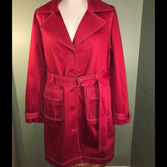Apt 9 Red Satin Trench Coat