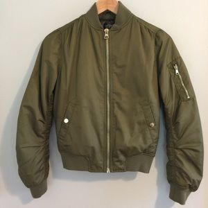 TOPSHOP Olive Green Bomber Jacket US Size 2