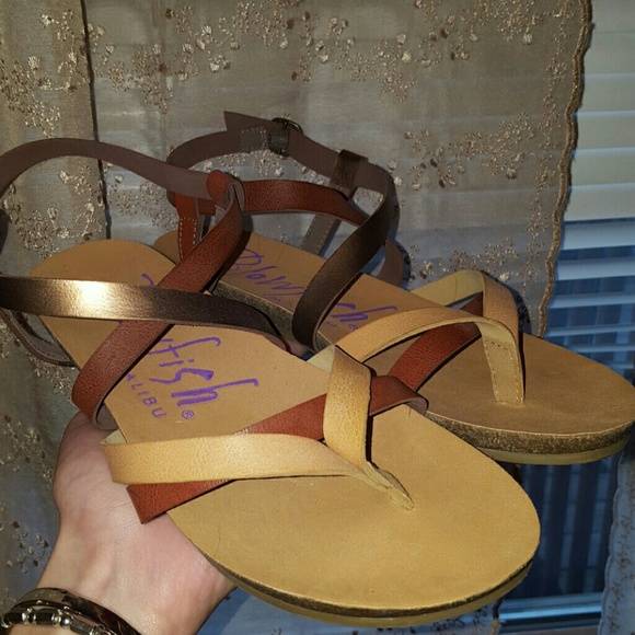 Gold, Brown & Tan Blowfish Sandals