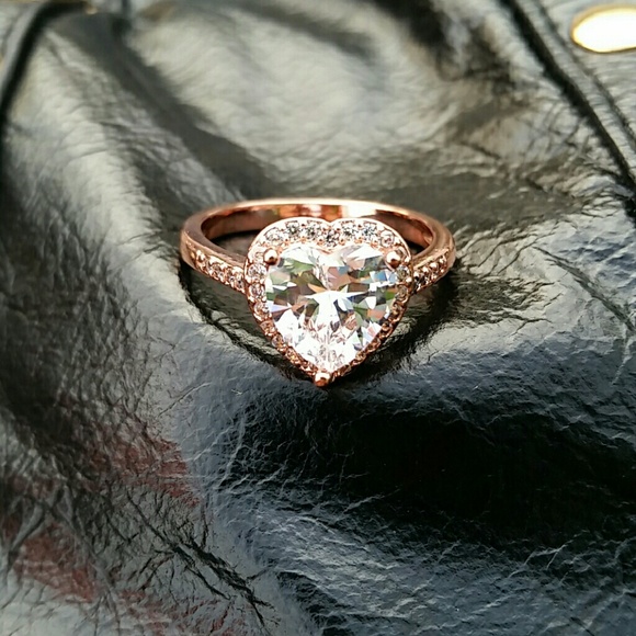 Rose Gold 3 Carat Halo Heart Shaped Ring - Picture 3 of 6