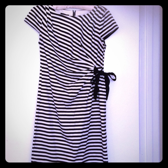 Spense Black/White Striped Midi Dress