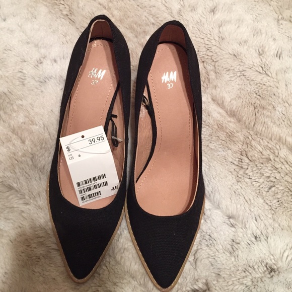 Brand New H&M canvas black heel 37 - Picture 2 of 4