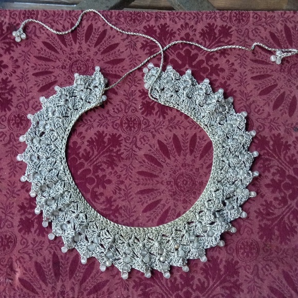 Antique beaded and crocheted necklace REDUCED
