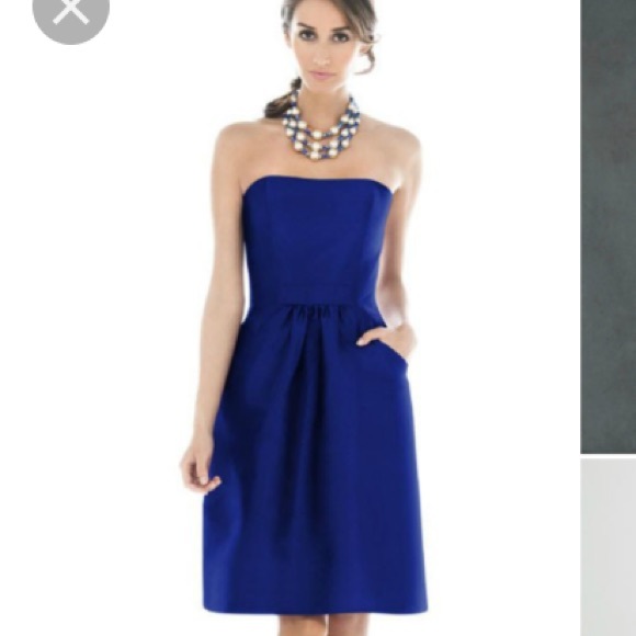Alfred Sung strapless bridesmaids dress