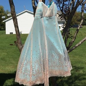 Prom dress size 5/6 blue and tan tulee