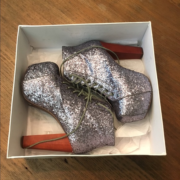 Jeffrey Campbell silver sparkle lita bootie