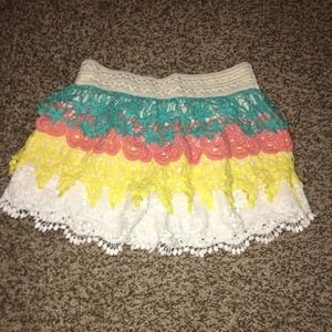 Colorful lace shorts