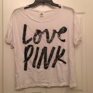 Victoria's Secret PINK white sequined Tee