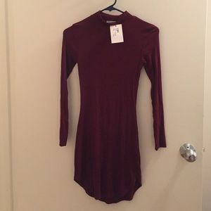 Long sleeve ribbed turtleneck dress