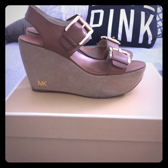 MK Tan Suede and Leather Wedges!