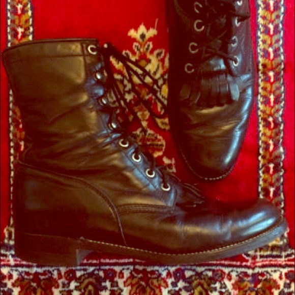 Justin Boots Shoes - Black Justin Roper Boots Vintage B Women's 7 Lace