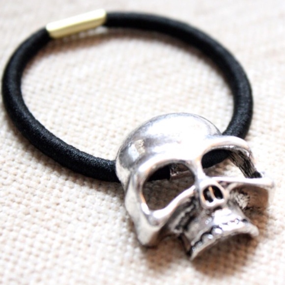 Nasty Gal Accessories - Glam Goth Silver Skull Hair Tie NEW Halloween