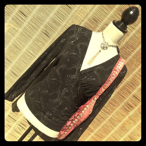 Vintage black glitter top very 80s 90s club glam