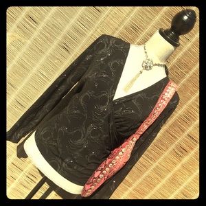 Vintage black glitter top very 80s 90s club glam